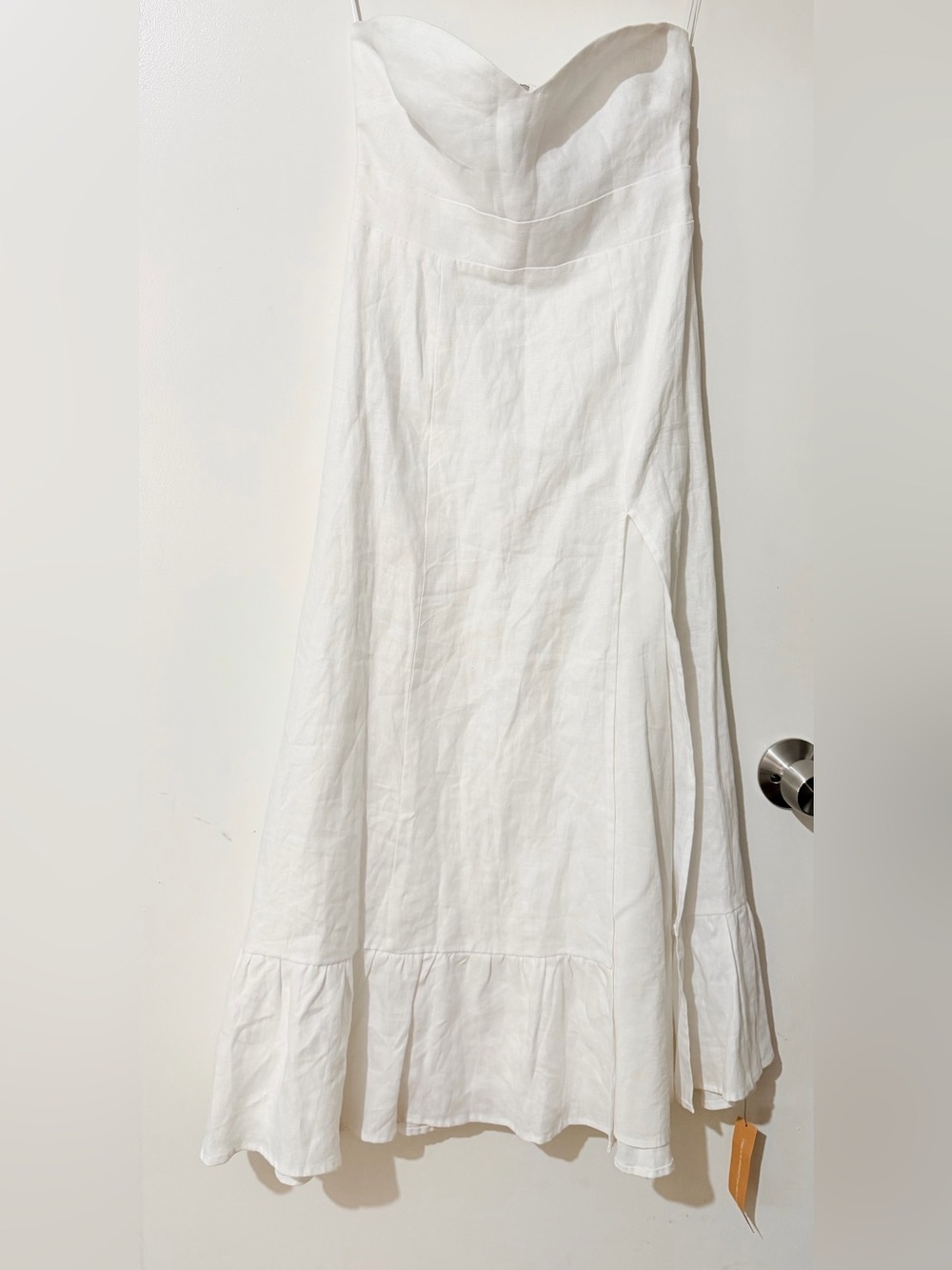 Reformation White Linen Maxi Skirt with Ruffle Hem